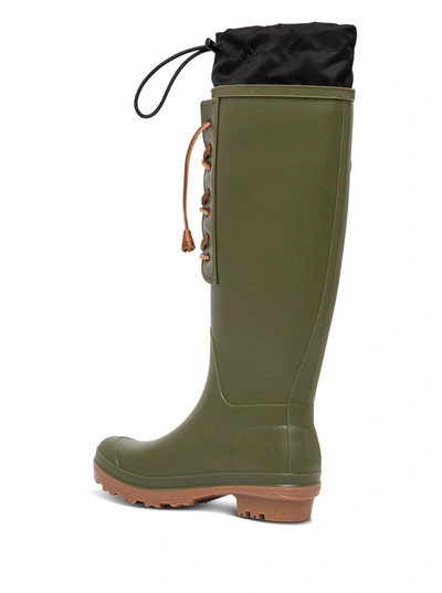 Shop Dsquared2 Green Rubber Rain Boots With Patch