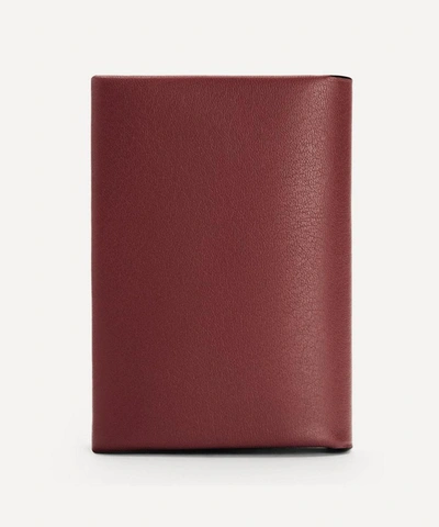 Shop Loewe Brand Bifold Leather Card Case In Berry/light Oat