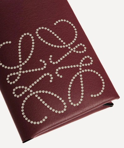 Shop Loewe Brand Bifold Leather Card Case In Berry/light Oat