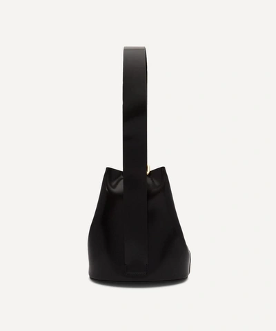 Shop Acne Studios Knotted Leather Bucket Bag In Black