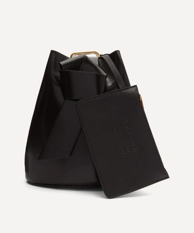 Shop Acne Studios Knotted Leather Bucket Bag In Black