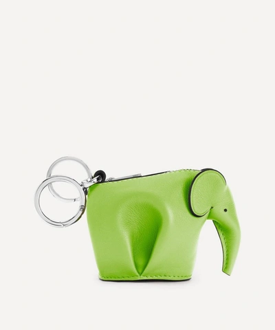 Shop Loewe Elephant Leather Bag Charm In Apple Green