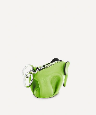 Shop Loewe Elephant Leather Bag Charm In Apple Green