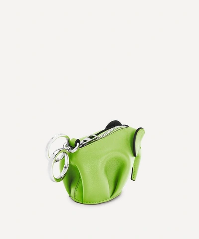 Loewe Elephant Leather Bag Charm In Apple Green