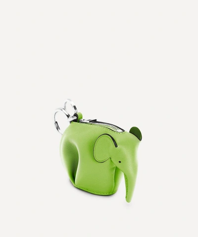 Loewe Elephant Leather Bag Charm In Apple Green