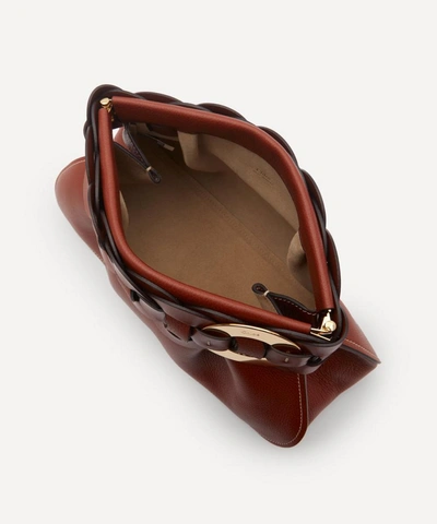 Shop Chloé Darryl Leather Clutch Bag In Sepia Brown