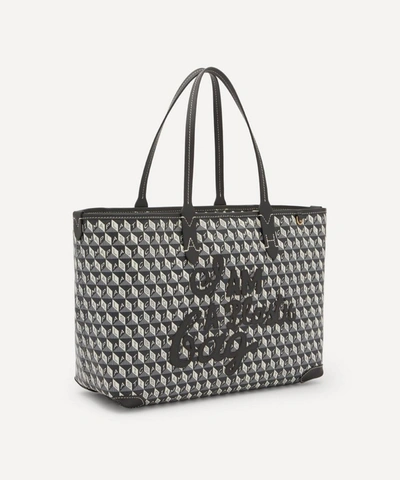 Shop Anya Hindmarch I Am A Plastic Bag Small Motif Recycled Coated Canvas Tote Bag In Charcoal