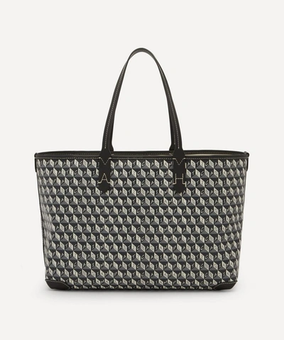 Shop Anya Hindmarch I Am A Plastic Bag Small Motif Recycled Coated Canvas Tote Bag In Charcoal