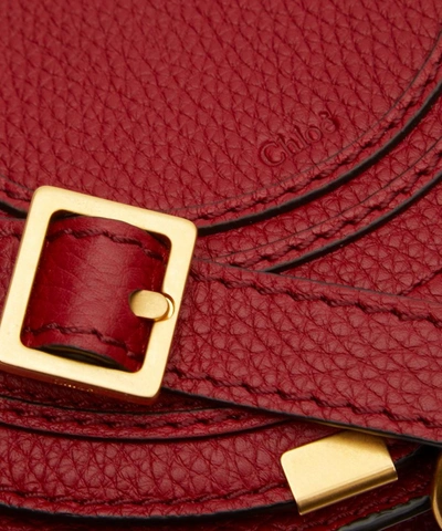 Shop Chloé Marcie Mini Leather Saddle Bag In Smoked Red