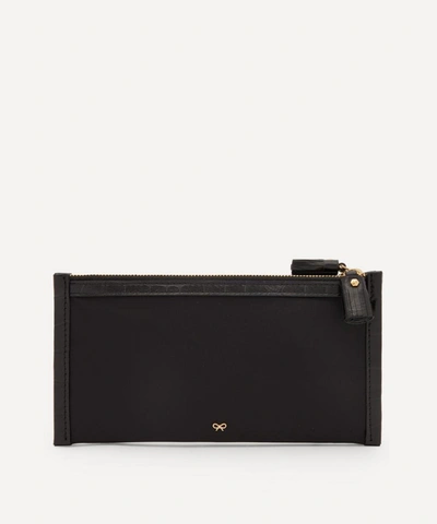 Shop Anya Hindmarch I Am A Plastic Bag Mini Filing Cabinet Clear Plastic And Recycled Coated Canvas Pouch In Charcoal