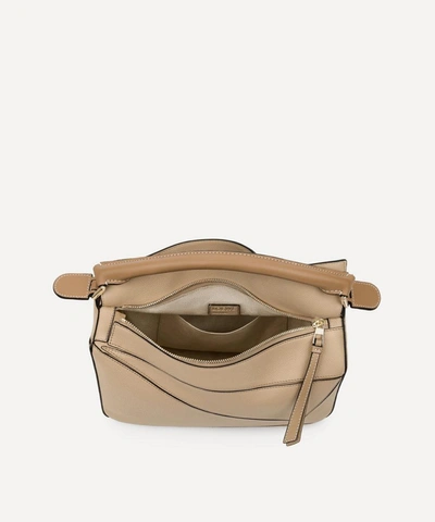 Shop Loewe Puzzle Leather Shoulder Bag In Sand/mink
