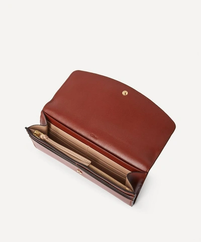 Shop Chloé Chloe C Long Leather Wallet In Sepia Brown