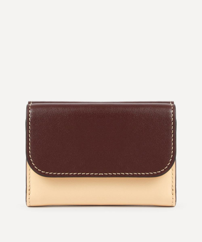 Shop Chloé Chloe C Small Leather Tri-fold Wallet In Dusky Brown