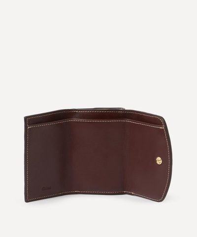 Shop Chloé Chloe C Small Leather Tri-fold Wallet In Dusky Brown