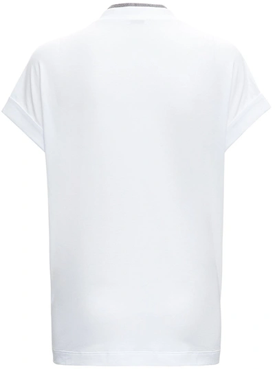 Shop Brunello Cucinelli Monile V-neck Cotton T-shirt In White