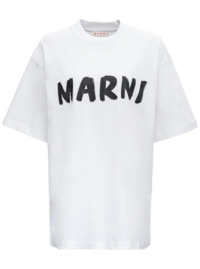 Shop Marni White Cotton T-shirt With Logo Print