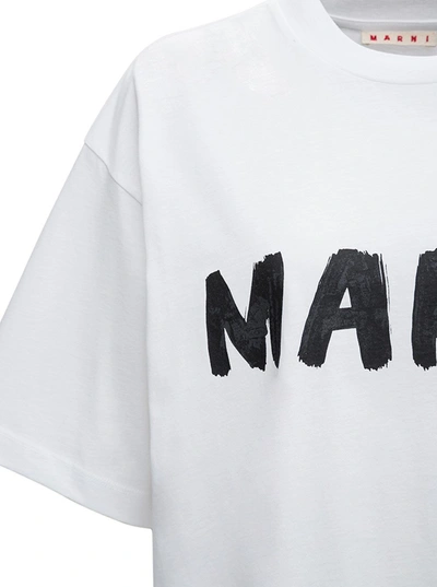 Shop Marni White Cotton T-shirt With Logo Print