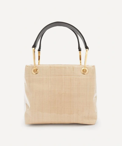 Shop Marni Glossy Grip Small Raffia Tote Bag In Natural