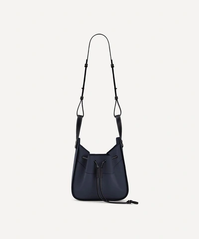 Loewe Hammock Drawstring Small Leather Shoulder Bag In Midnight Blue/black