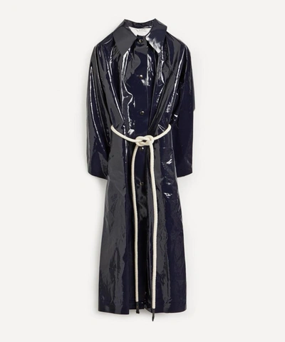 Shop Kassl Editions Original Long Light Lacquer Coat In Navy/khaki