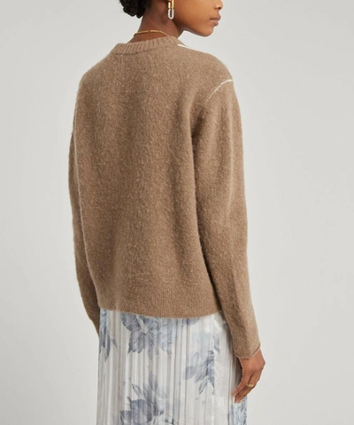 Shop Acne Studios Fluffy Alpaca-blend Contrast Stitch Knit In Light Brown