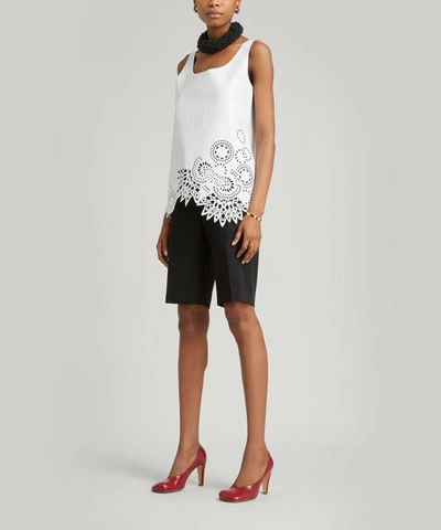 Shop Dries Van Noten Laser-cut Leather Top In White