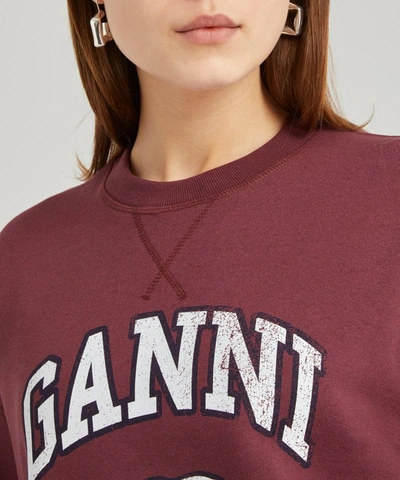 Shop Ganni Face Logo Sweater In Burgundy