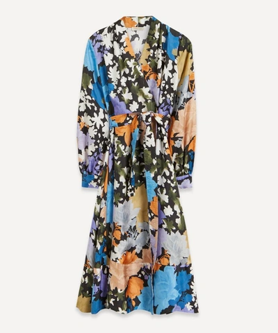 Shop Stine Goya Reflection Silk Wrap-dress In Floral