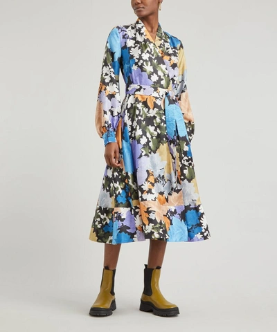 Shop Stine Goya Reflection Silk Wrap-dress In Floral