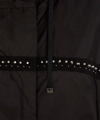 Shop Moncler Prasin Long Studded Nylon Jacket In Black