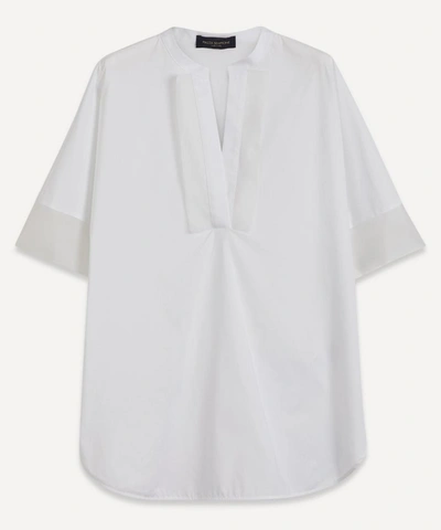 Shop Piazza Sempione Mesh Trim Short-sleeve Top In White