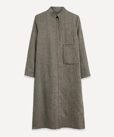 Shop Annette G Rtz Nilli Linen-mix Button-down Dress In Grey