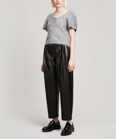 Shop A.w.a.k.e. Faux-leather Front Pleat Trousers In Black