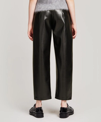 Shop A.w.a.k.e. Faux-leather Front Pleat Trousers In Black