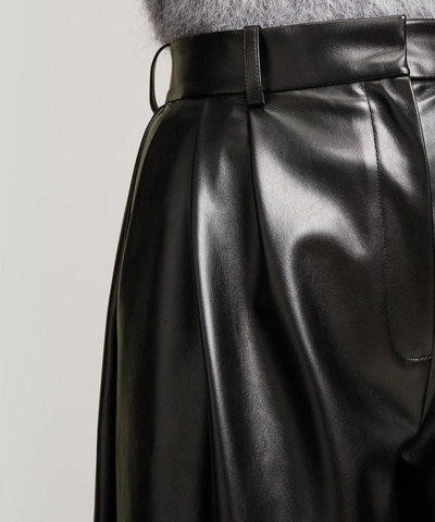 Shop A.w.a.k.e. Faux-leather Front Pleat Trousers In Black