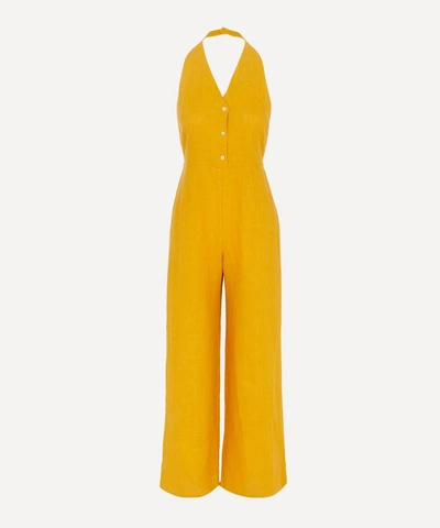 Shop Paloma Wool Beirut V-neck Linen Jumpsuit In Yellow