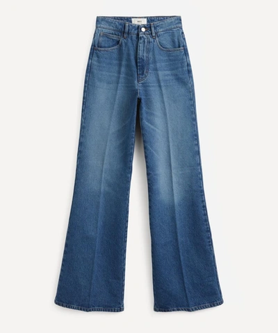 Shop Ami Alexandre Mattiussi Flared Cotton Jeans In Used Blue