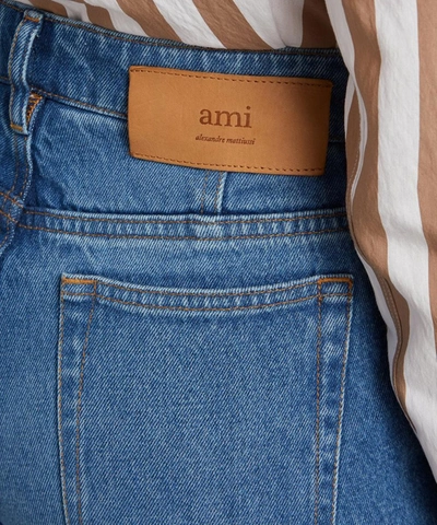 Shop Ami Alexandre Mattiussi Flared Cotton Jeans In Used Blue