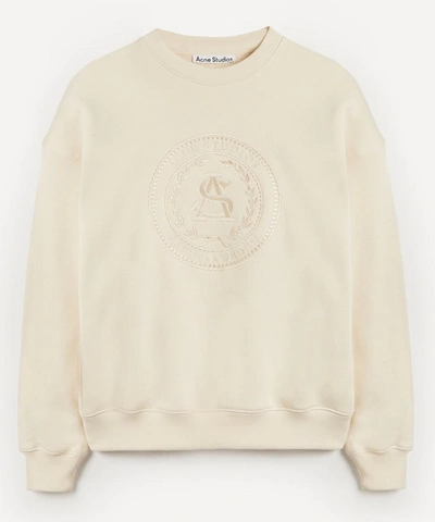Shop Acne Studios Relaxed Embroidered Sweatshirt In Coconut White