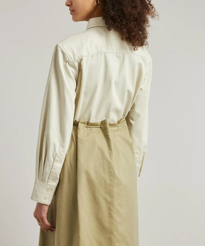 Shop Lemaire Denim Zipped Shirt In Dusty Ivory