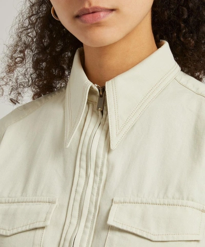 Shop Lemaire Denim Zipped Shirt In Dusty Ivory