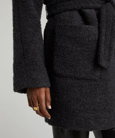 Shop Ganni Boucle Wool-blend Wrap-coat In Phantom