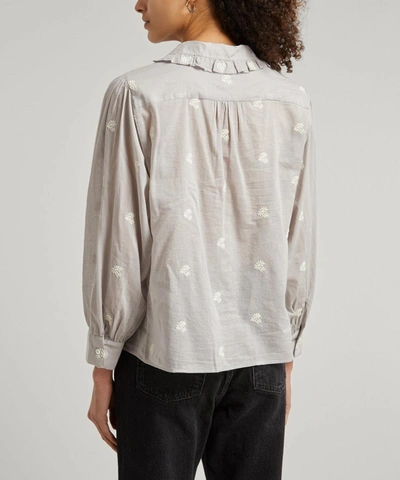 Shop Masscob Istana Embroidered Pleated Cotton Shirt In Cloud