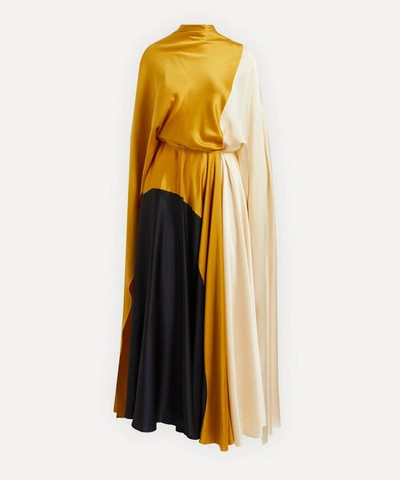 Shop Roksanda Andromeda Colour Block Dress In Gold/porcelain/midnight