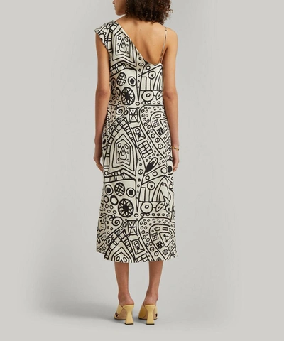 Shop Colville Asymmetric Printed Slip Dress In Cream