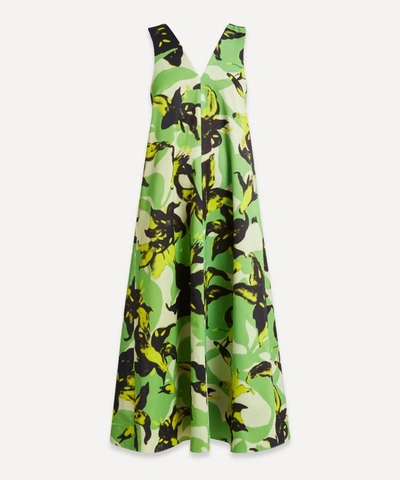 Shop Dries Van Noten Flower Print Dress In Green
