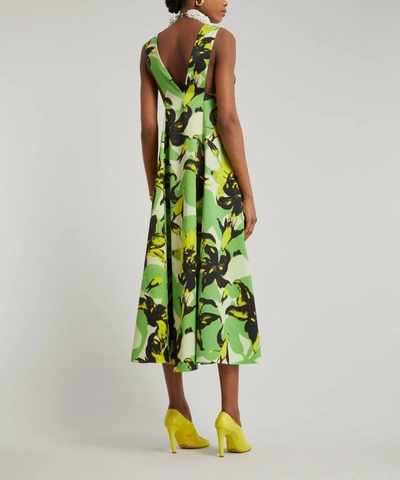 Shop Dries Van Noten Flower Print Dress In Green