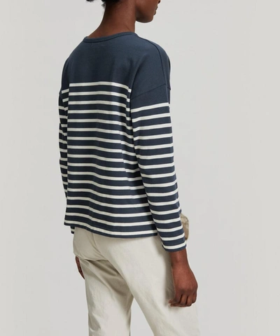 Shop Maison Labiche Bonjour Sailor Organic Cotton Long-sleeve T-shirt In Midnight Blue