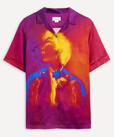 Shop Dries Van Noten Face Print Satin Shirt In Multi