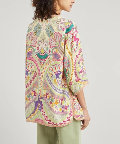 Shop Etro Short-sleeve Printed Silk Jacket In Multi